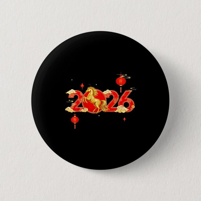 Jahr Chinesisches Pferd Glücklich Button (Vorderseite)