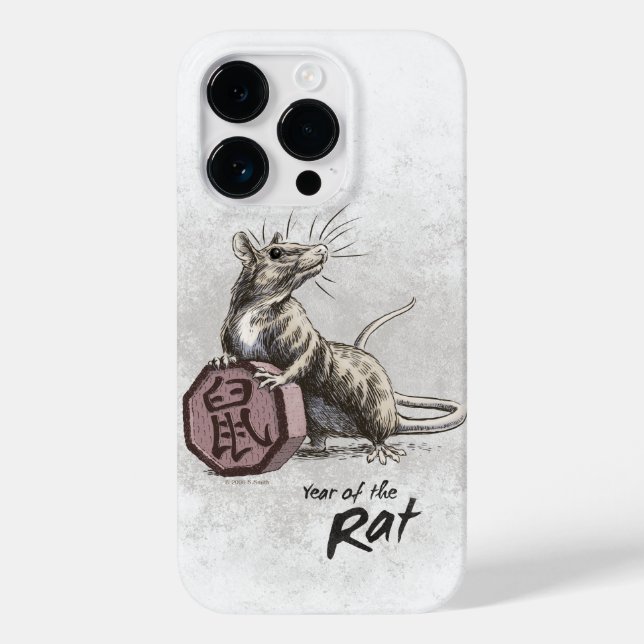 Jahr der Chinesischen Zodiac-Kunst Case-Mate iPhone 14 Pro Hülle (Rückseite)