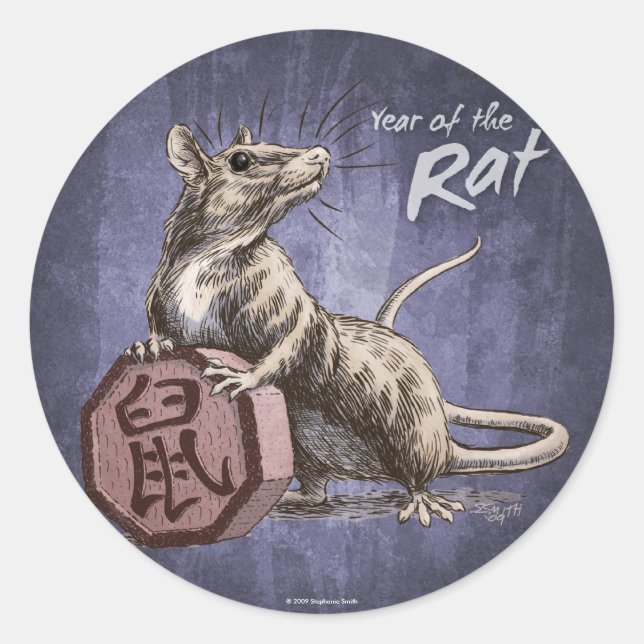 Jahr der Chinesischen Zodiac-Kunst Runder Aufkleber (Vorderseite)