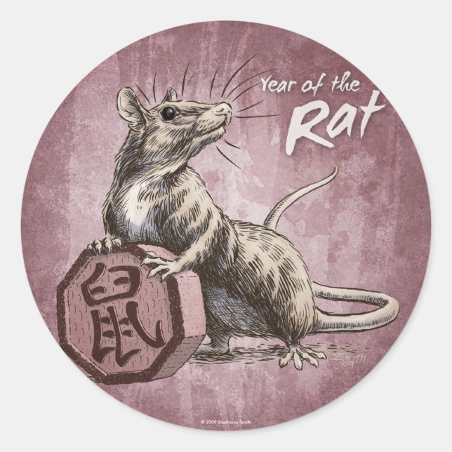 Jahr der Chinesischen Zodiac-Kunst Runder Aufkleber (Vorderseite)