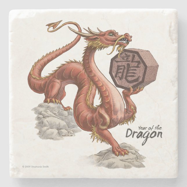 Jahr der Drachen Chinesischen Zodiac-Tierart Steinuntersetzer (Vorderseite)