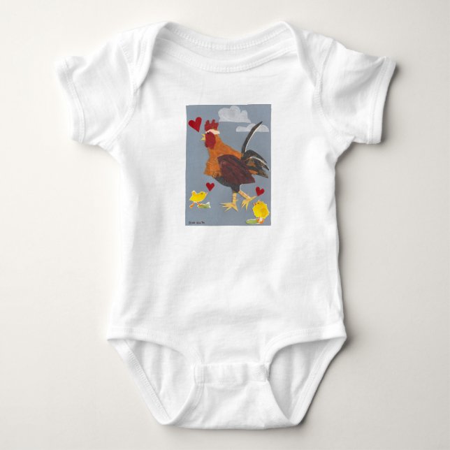 Jahr der Hahn-Baby-Ausstattung 2017 Baby Strampler (Vorderseite)