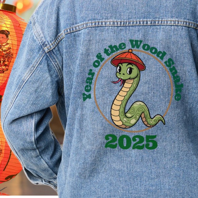 Jahr der Holzschlange 2025 Lunar Zodiac Zeichen Jeansjacke (Von Creator hochgeladen)