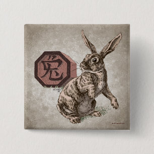 Jahr der Kaninchen-chinesischen Tierkreis-Kunst Button