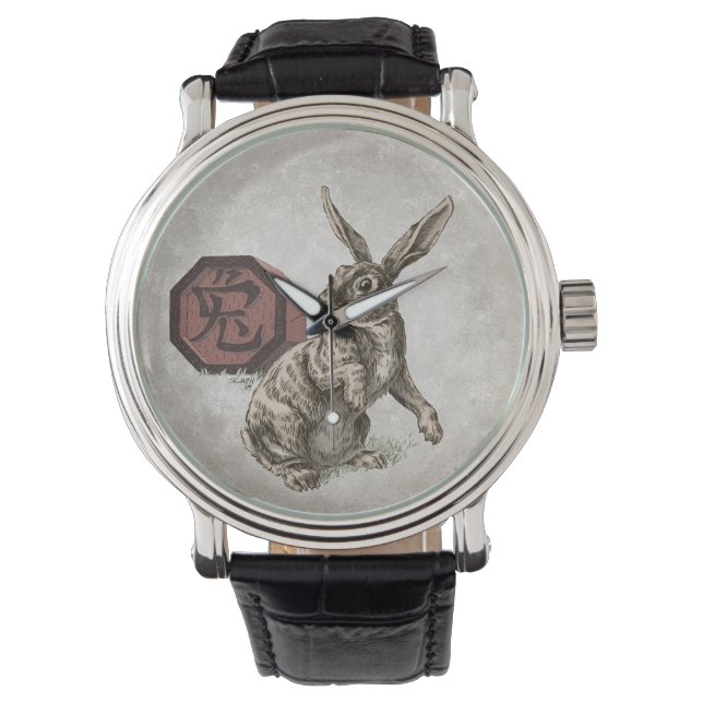 Jahr der Kaninchen-Chinesischen Zodiakkunst Armbanduhr (Vorderseite)