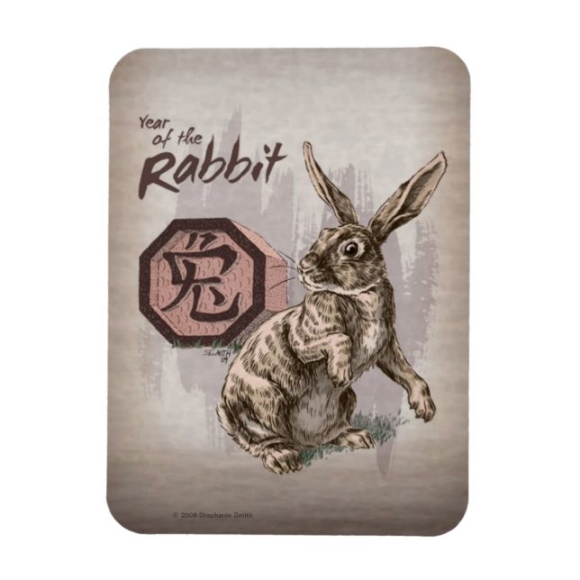Jahr der Kaninchen-Chinesischen Zodiakkunst Magnet (Vertikal)