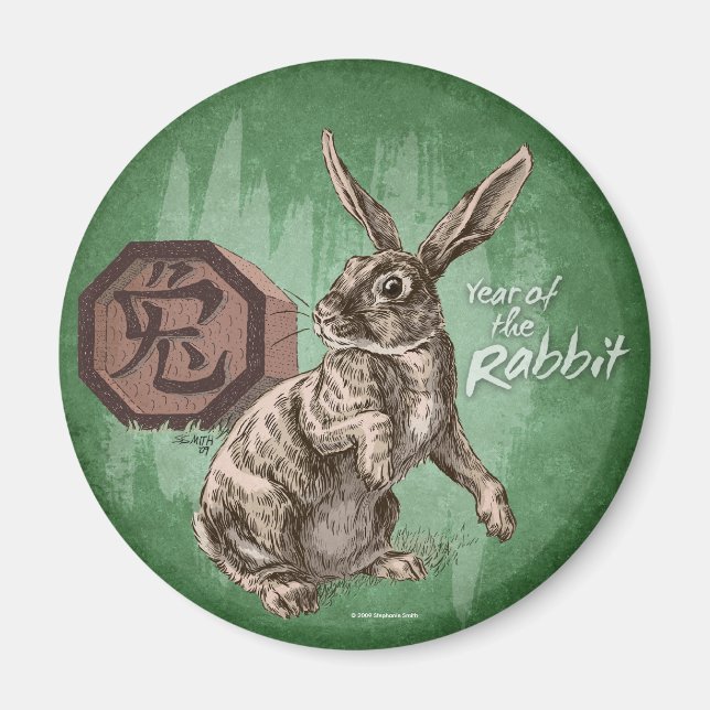 Jahr der Kaninchen-Chinesischen Zodiakkunst Magnet (Vorne)
