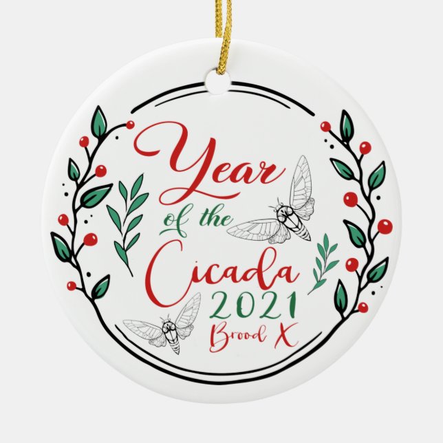 Jahr der Katastrophe von Cicada 2021 X Keramik Ornament (Vorne)