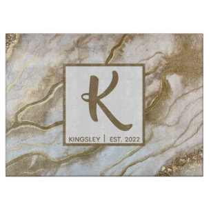 Jahr der Monogramm-Bezeichnung für Weißer Glitzer  Schneidebrett