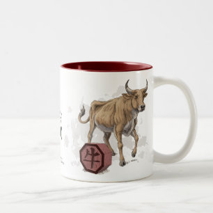 Jahr der Ochsen-chinesischen Tierkreis-Kunst Zweifarbige Tasse