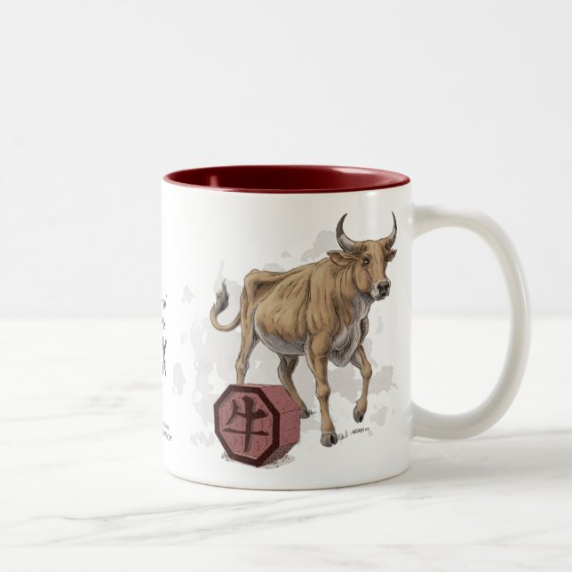 Jahr der Oxchinesischen Zodiakkunst Zweifarbige Tasse (Rechts)