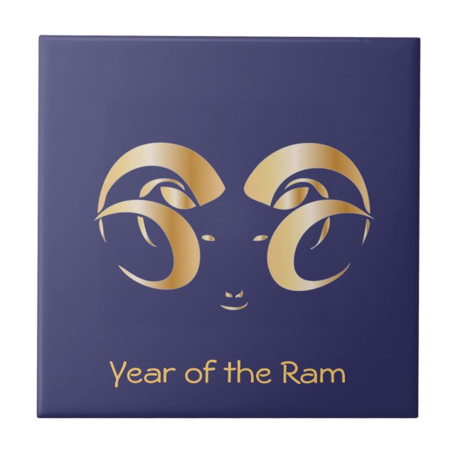 Jahr der Ram/Schafe Fliese (Vorderseite)