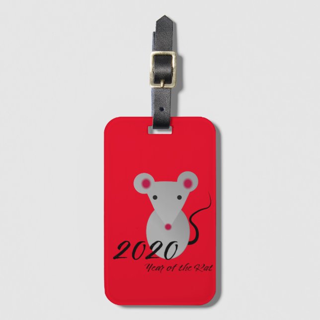 Jahr der Ratte 2020 Gepäckanhänger (Vorderseite Vertikal)