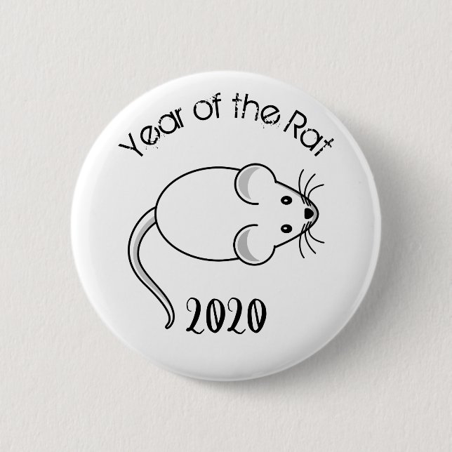Jahr der Ratte 2020 Maus mit Text Button (Vorderseite)