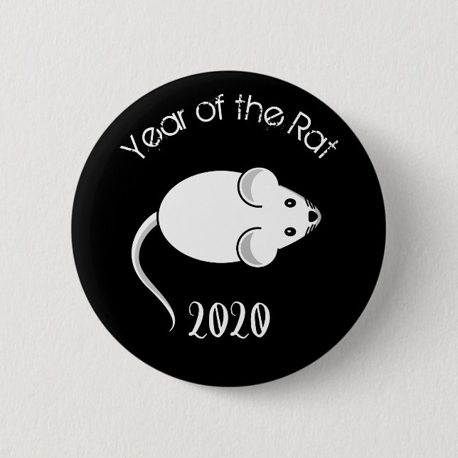 Jahr der Ratte 2020 Maus mit Text Button (Vorderseite)
