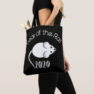 Jahr der Ratte 2020 Maus mit Text Tasche