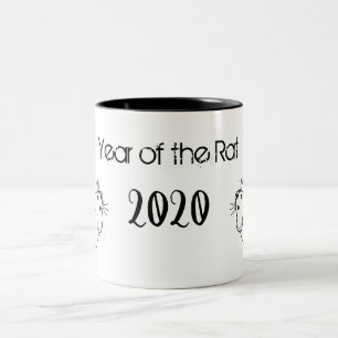 Jahr der Ratte 2020 Maus mit Text Zweifarbige Tasse
