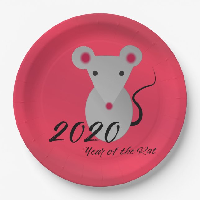 Jahr der Ratte 2020 Pappteller (Vorderseite)