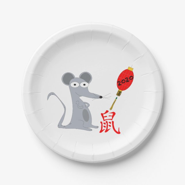Jahr der Ratte 2020 Pappteller (Vorderseite)