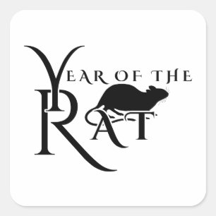Jahr der Ratte Quadratischer Aufkleber