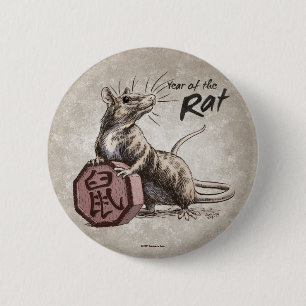 Jahr der Ratten-chinesischen Tierkreis-Kunst Button