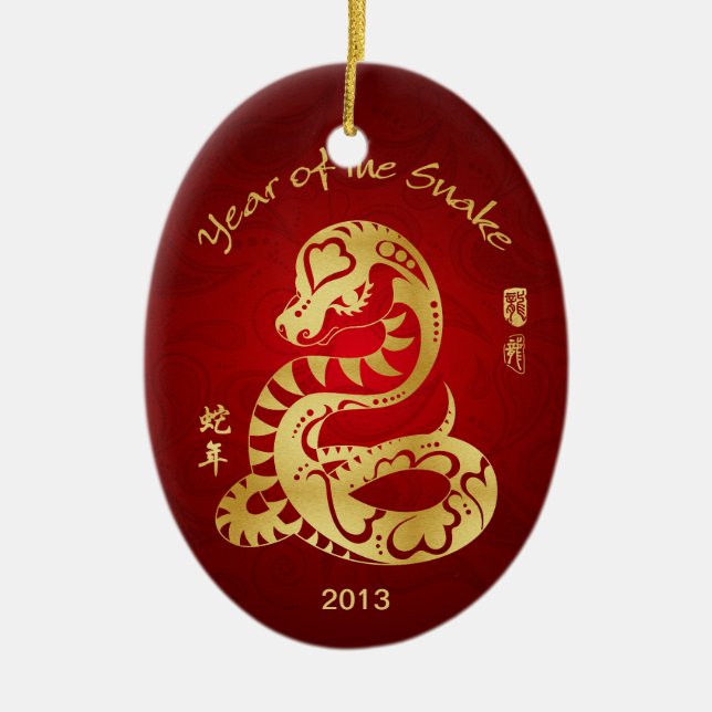 Jahr der Schlange 2013 - Chinesisches Neujahrsfest Keramikornament (Vorne)