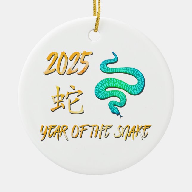 Jahr der Schlange 2025 Keramik Ornament (Vorne)