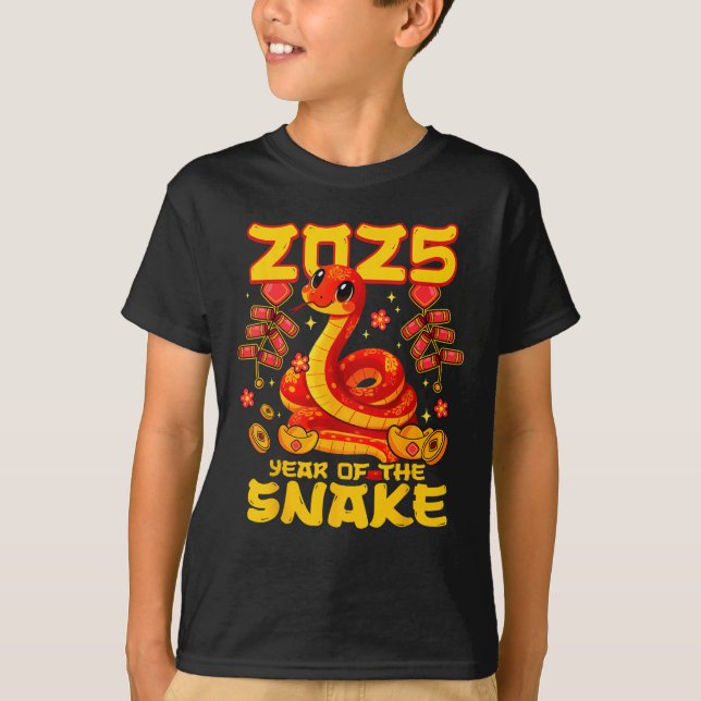 Jahr der Schlange 2025 Mondjahr T-Shirt (Vorderseite)