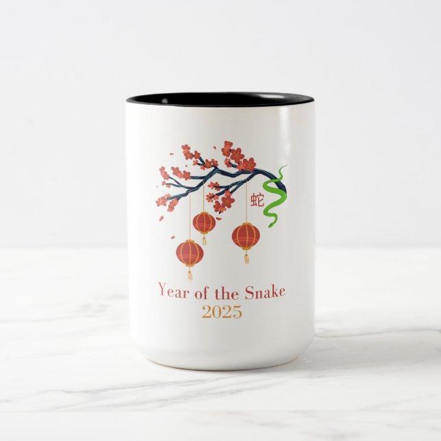 Jahr der Schlange 2025 Zweifarbige Tasse (Mittel)