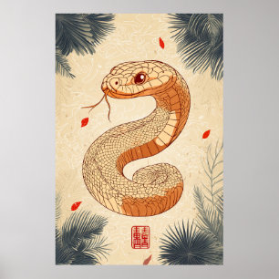 Jahr der Schlange Majestic Cobra Doppeltes Glück Poster