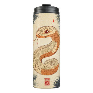 Jahr der Schlange Majestic Cobra Doppeltes Glück Thermosbecher