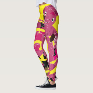 Jahr der Schlange, Schlange aus roter Blume Leggings