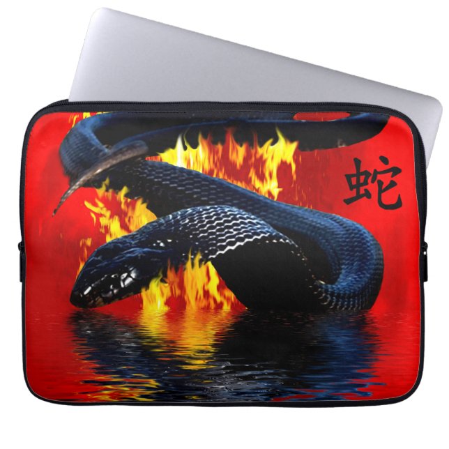 Jahr der Schlange Schwarze Schlange Chinesisches N Laptopschutzhülle (Vorderseite)