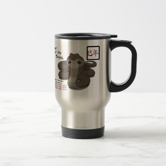 Jahr der Schlangen-rostfreier Stahl-Reise-Tasse Reisebecher (Rechts)