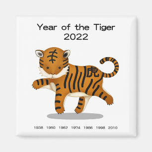 Jahr der Tiger 2022 Niedlicher chinesischer Zodiak Magnet