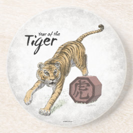 Jahr der Tiger-Chinesischen Zodiakkunst Getränkeuntersetzer