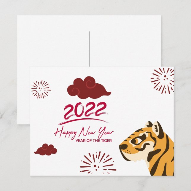 Jahr der Tiger-Postkarte 2022 Postkarte (Vorne/Hinten)