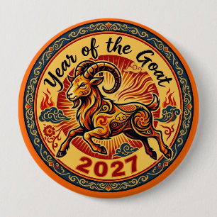 Jahr der Ziege 2027 Button Lunar Neujahr Feuer