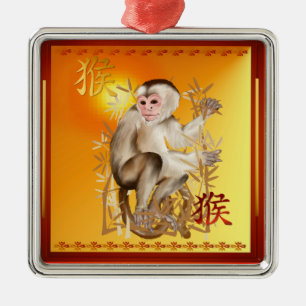 Jahr des Affen Silbernes Ornament