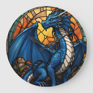 Jahr des blauen Drachen 2024 Große Wanduhr