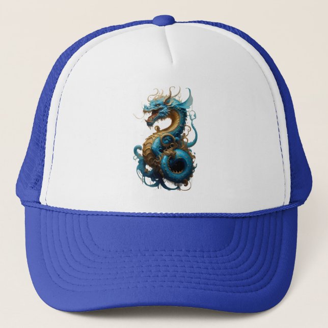 Jahr des blauen Drachen 2024 Truckerkappe (Vorderseite)