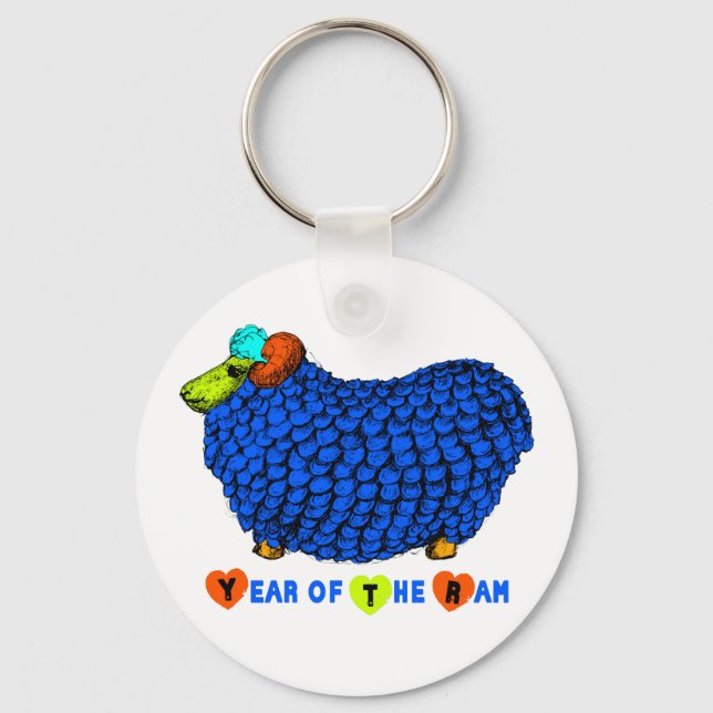 Jahr des blauen Rammschaf- oder Ziegenblauen Schlü Schlüsselanhänger (Vorderseite)