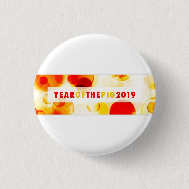 Jahr des Bokeh-Banners Pig 2019 Button (Vorderseite)