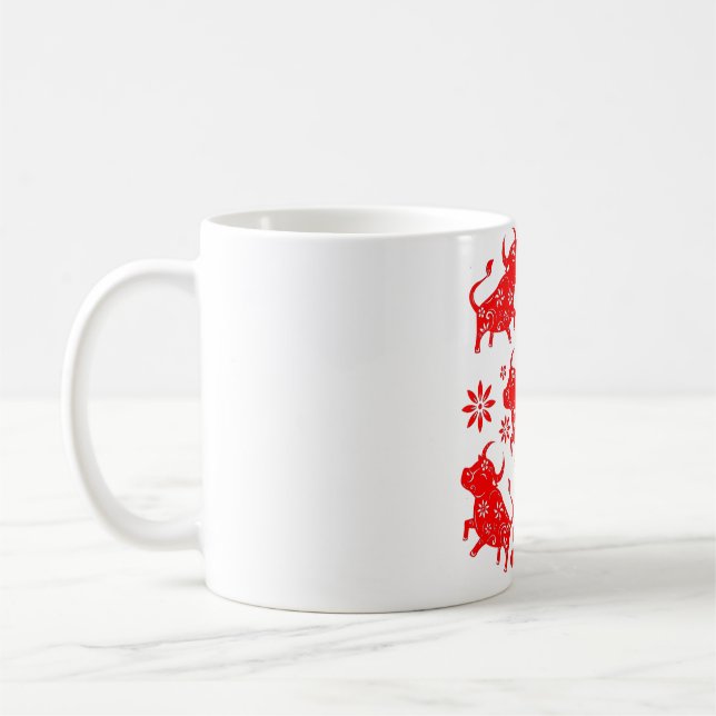 Jahr des chinesischen Neujahrs 2021 am Montag Kaffeetasse (Links)