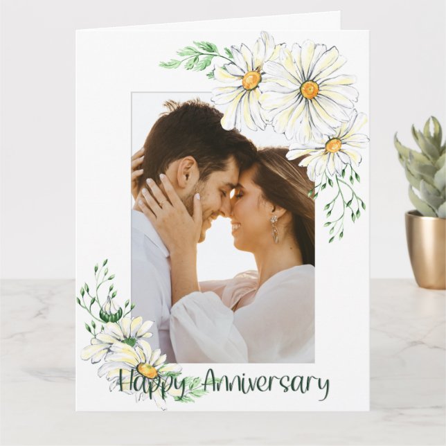 Jahr des Custom Foto White Daisies Karte (Kleine Pflanze)