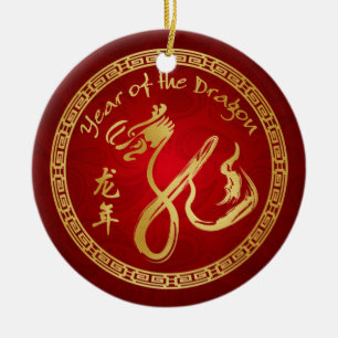 Jahr des Drachen 2012 - Chinesisches Neujahrsfest Keramik Ornament
