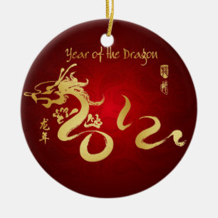 Jahr des Drachen 2012 - Chinesisches Neujahrsfest Keramikornament
