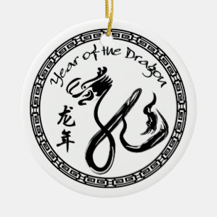 Jahr des Drachen 2012 - Chinesisches Neujahrsfest Keramikornament