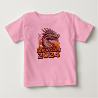 Jahr des Drachen 2024 Baby rosa T - Shirt, Dragon