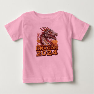 Jahr des Drachen 2024 Baby rosa T - Shirt, Dragon T-shirt